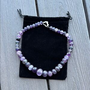 Amethyst and SS Beaded Necklace